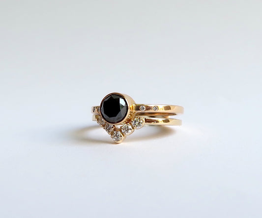 Nishi Black Diamond and Gold Ring