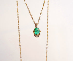 Nishi Cabochon Emerald and Diamond Necklace