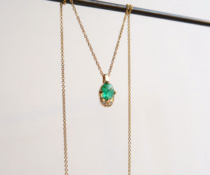 Nishi Cabochon Emerald and Diamond Necklace