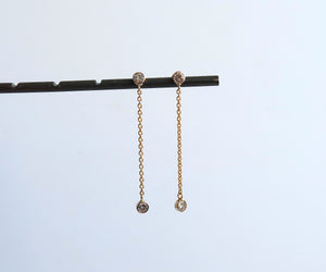 Nishi bezel set diamond chain link earrings