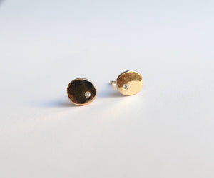 Nishi Diamond Disc Gold Studs