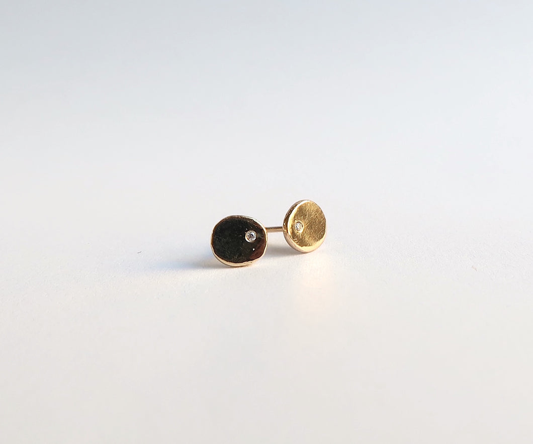 Nishi Diamond Disc Gold Studs