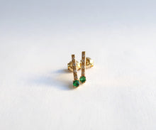 Load image into Gallery viewer, Nishi Emerald and Diamond Arrow Studs