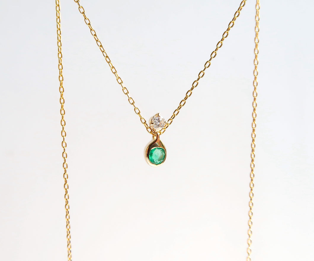 Nishi Diamond and Emerald Slider Necklace
