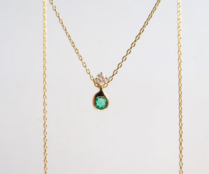 Nishi Diamond and Emerald Slider Necklace