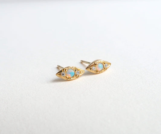 Nishi Kite Opal and Diamond Studs