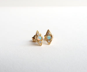 Nishi Kite Opal and Diamond Studs