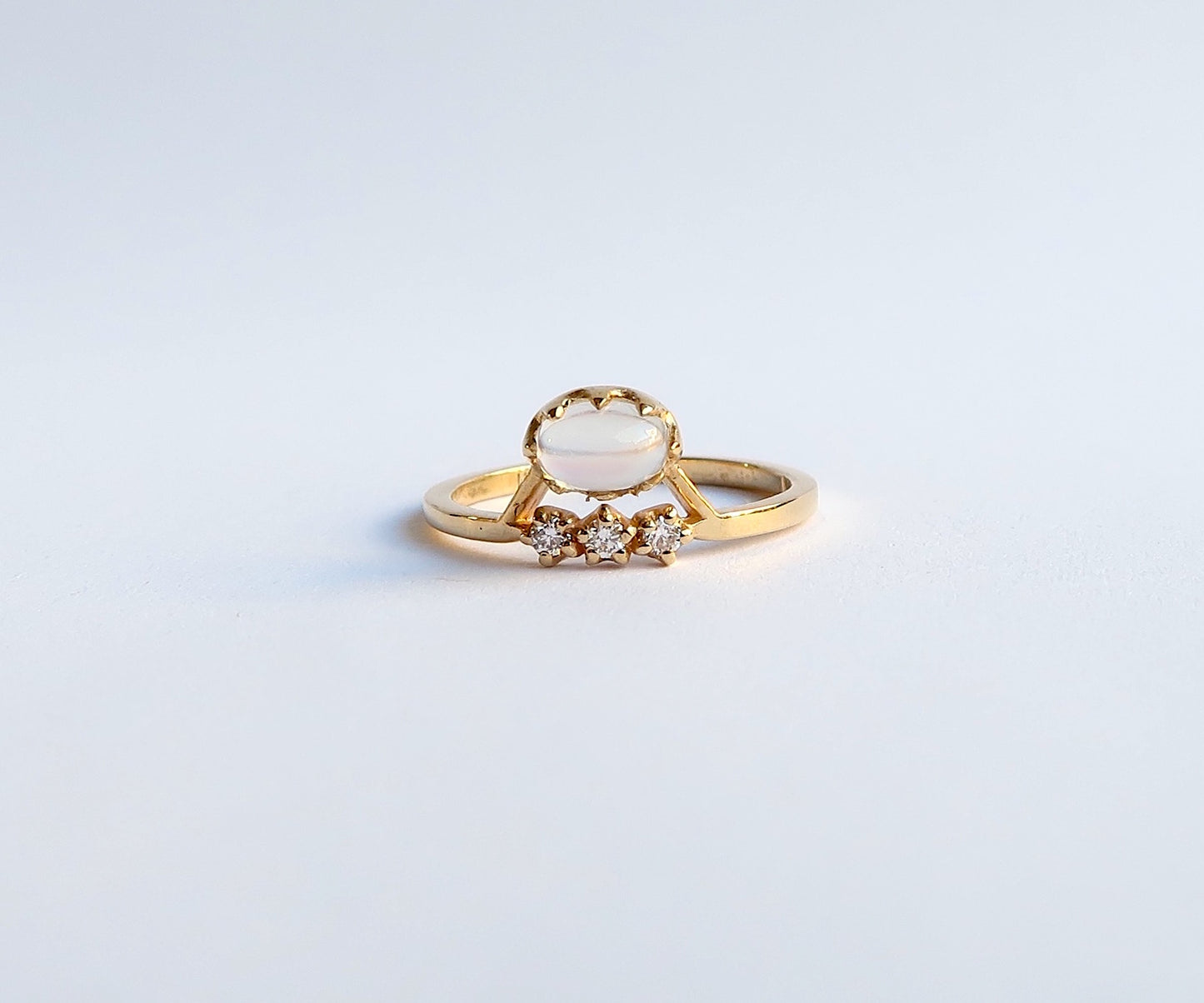 Nishi Cabochon Moonstone and Diamond Gold Ring