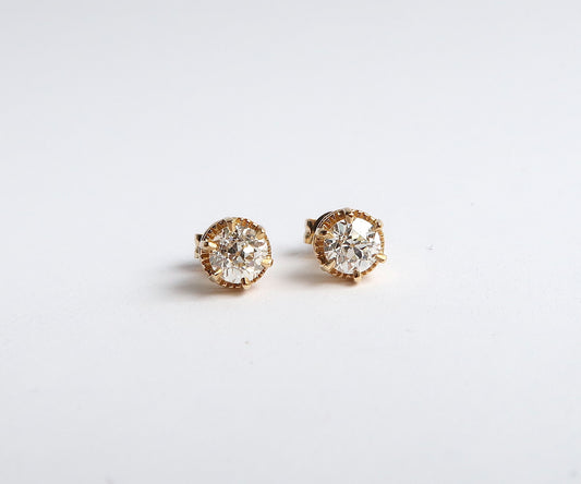 Old European Cut Diamond Six Prong Studs