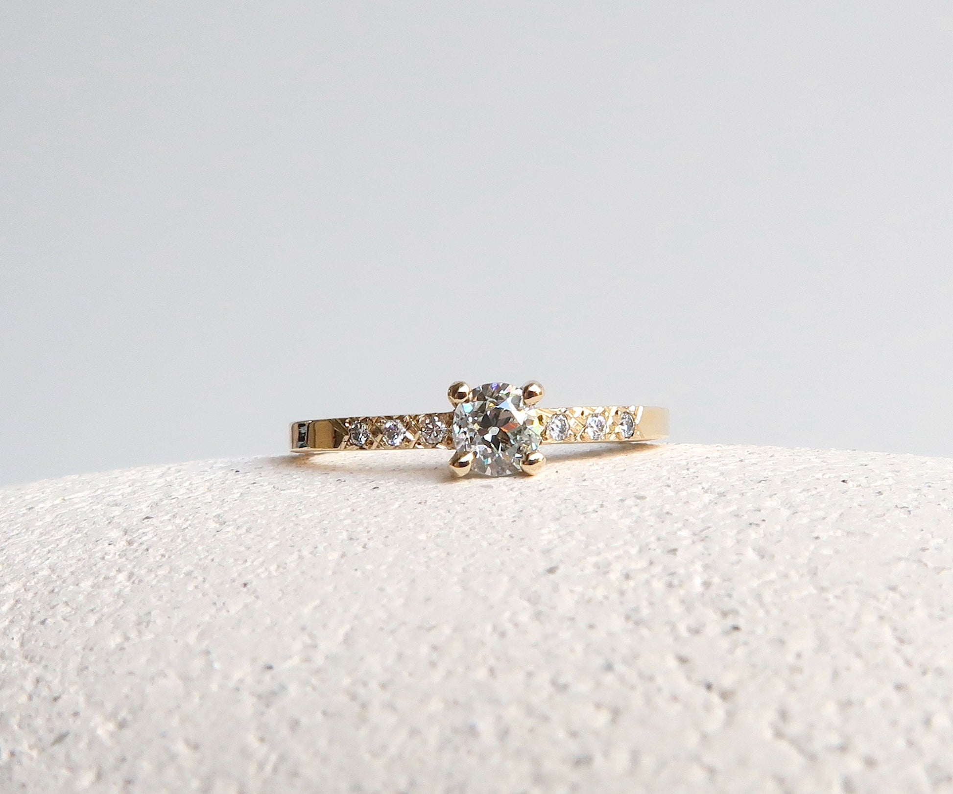 Nishi old european cut diamond solitaire ring