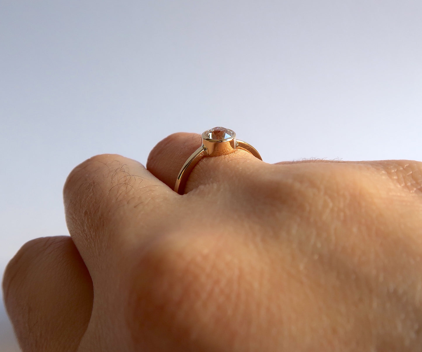 Nishi Old Mine Cut Bezel Set Diamond Solitaire Gold Ring