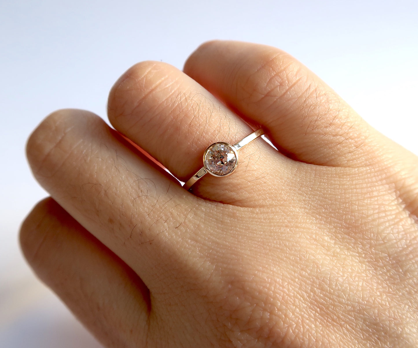 Nishi Old Mine Cut Bezel Set Diamond Solitaire Gold Ring