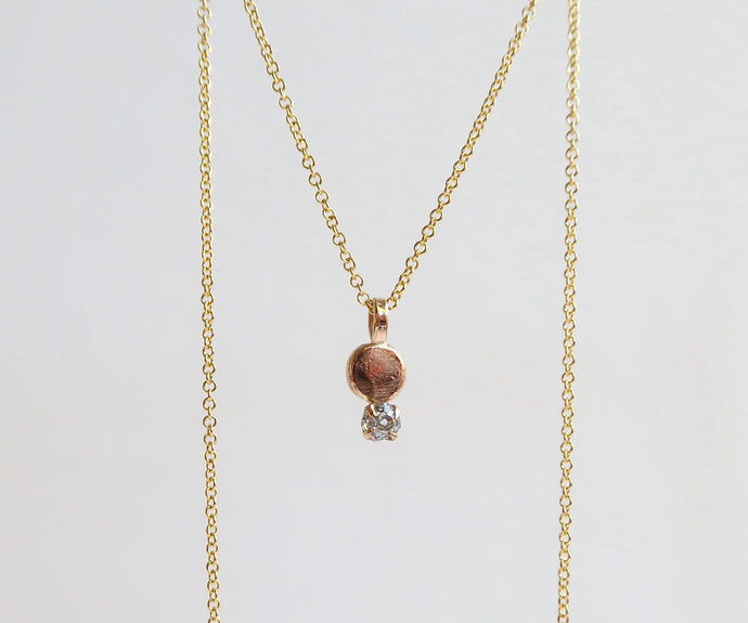 Nishi old mine cut diamond pebble necklace