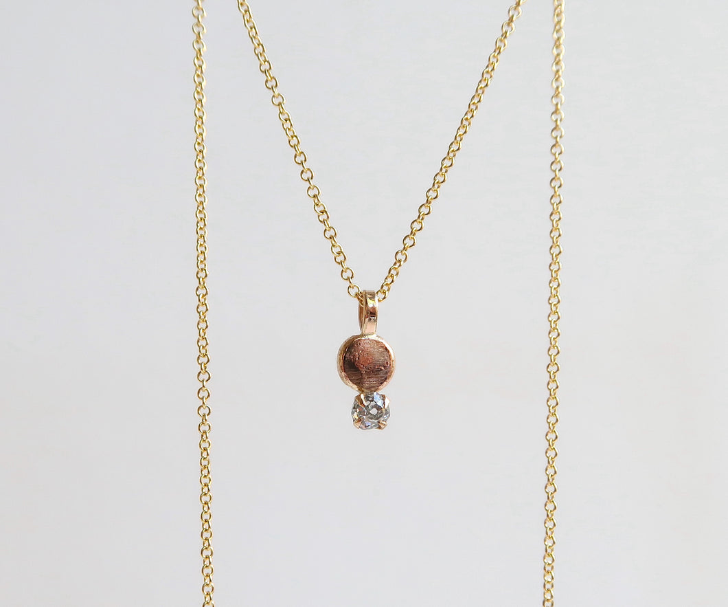 Nishi old mine cut diamond pebble necklace