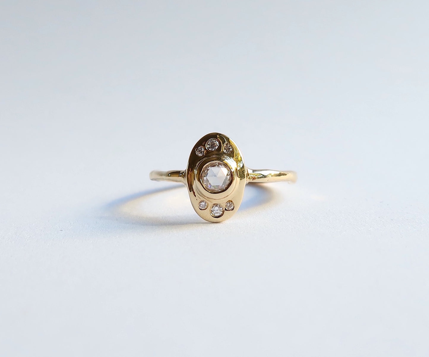 Nishi Rose Cut Diamond Oval Branch Yellow Gold Ring