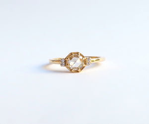 Nishi Rose Cut Diamond Octagon Yellow Gold Ring