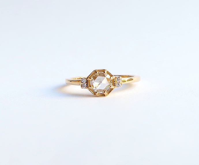 Nishi Rose Cut Diamond Octagon Yellow Gold Ring