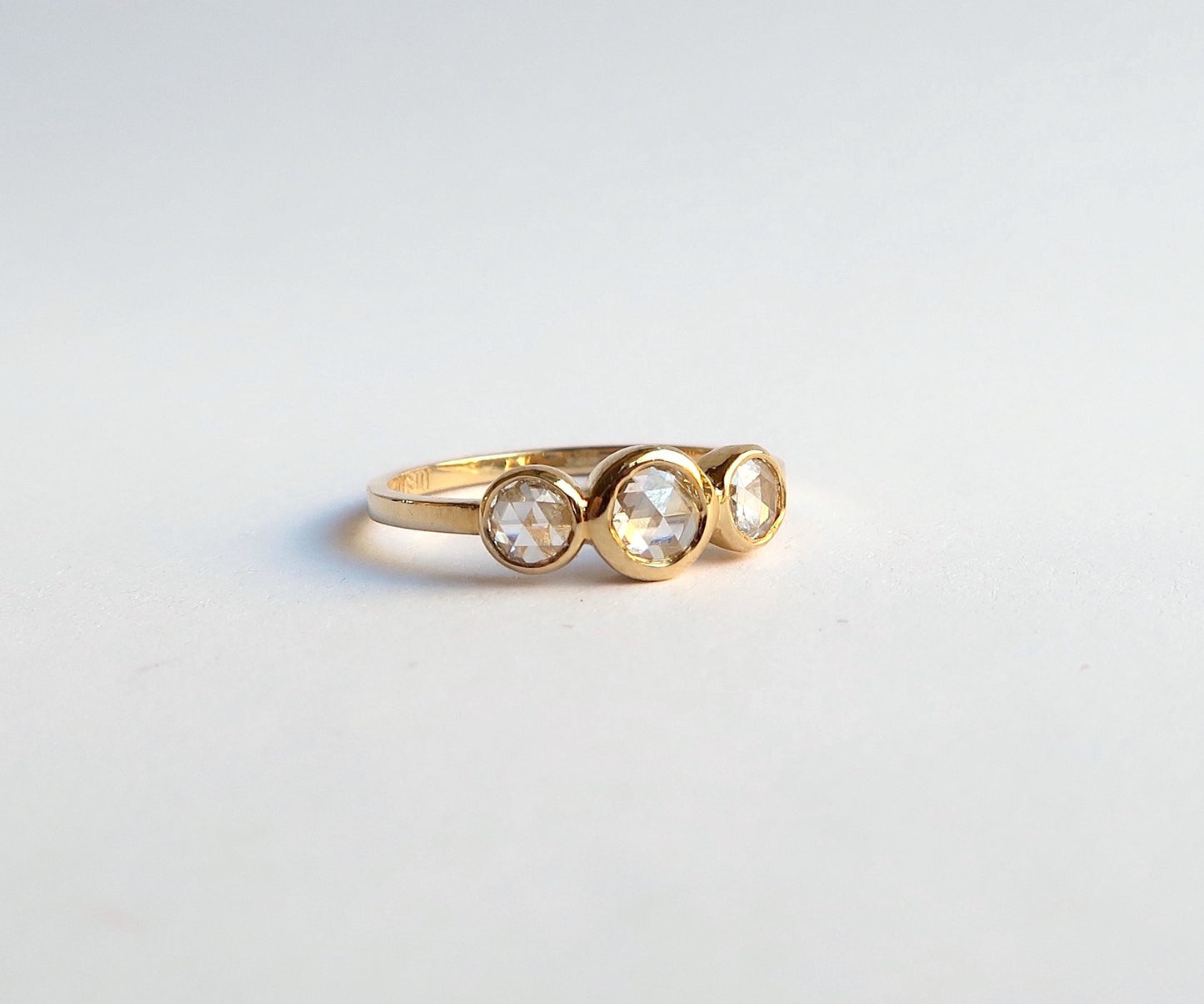 Rose Cut Diamond 3 Stone Ring