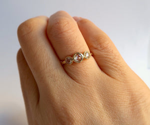 Rose Cut Diamond 3 Stone Ring