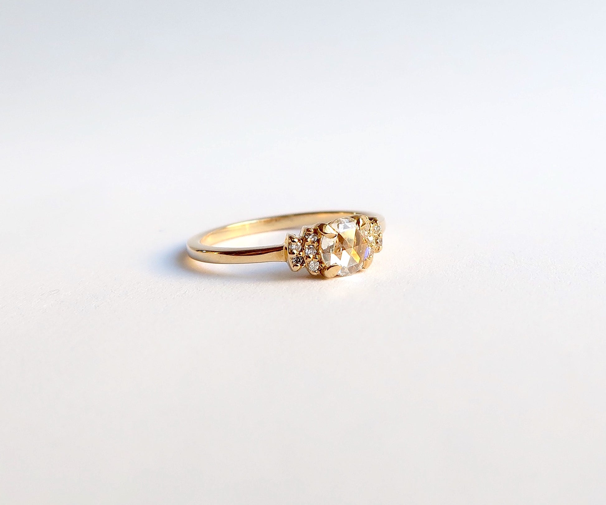 Nishi Rose Cut Diamond Bow Yellow Gold Ring