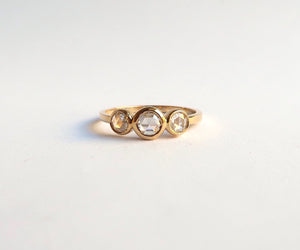 Rose Cut Diamond 3 Stone Ring