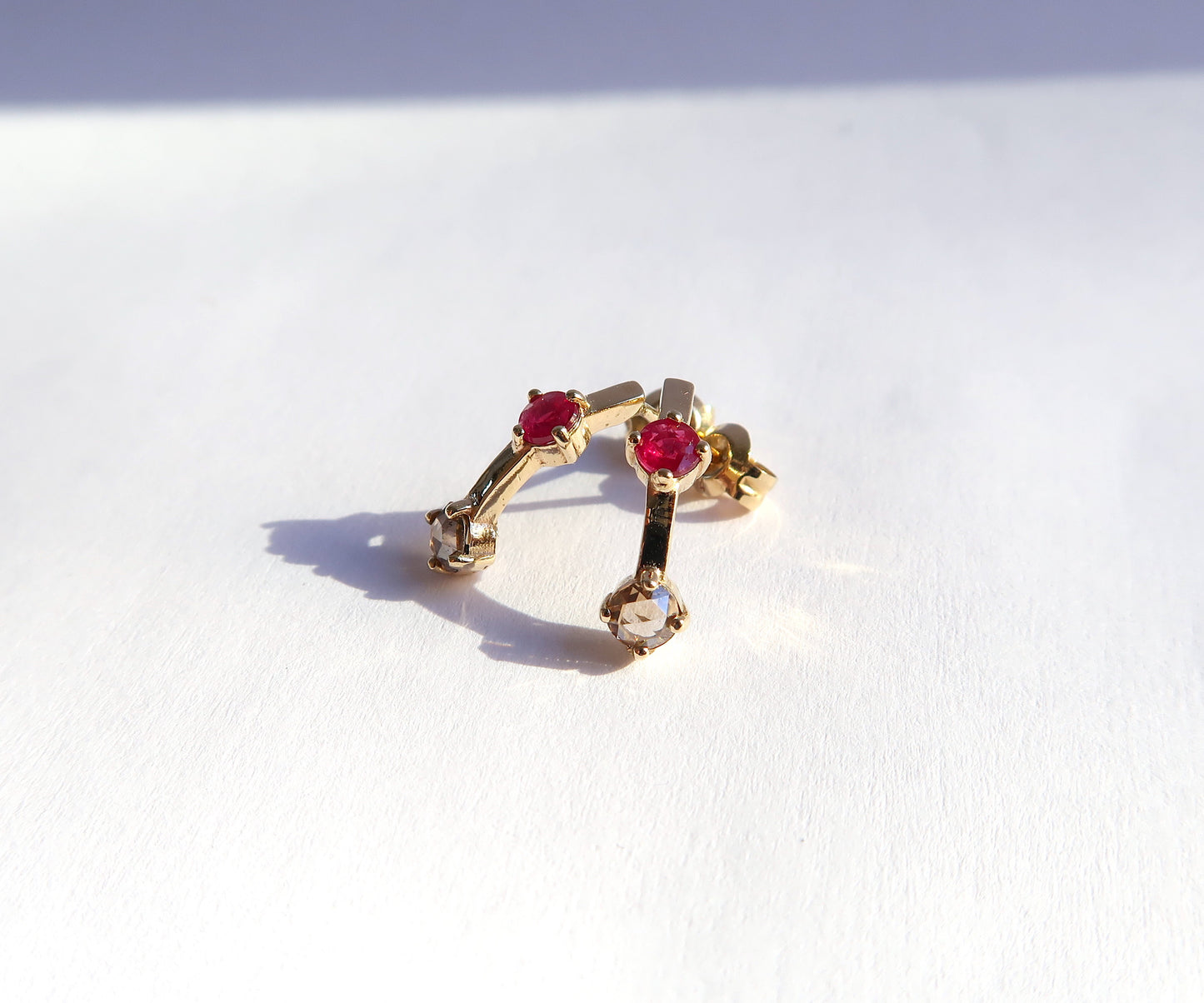 Ruby + Rose Cut Diamond Earrings