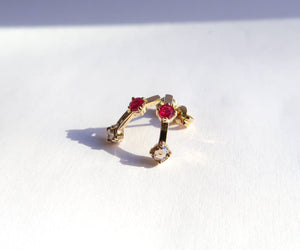Ruby + Rose Cut Diamond Earrings