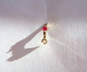 Ruby + Rose Cut Diamond Earrings