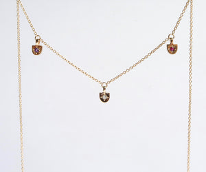 Nishi Shield Customizable Birthstone Gold Necklace