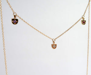 Nishi Shield Customizable Birthstone Gold Necklace