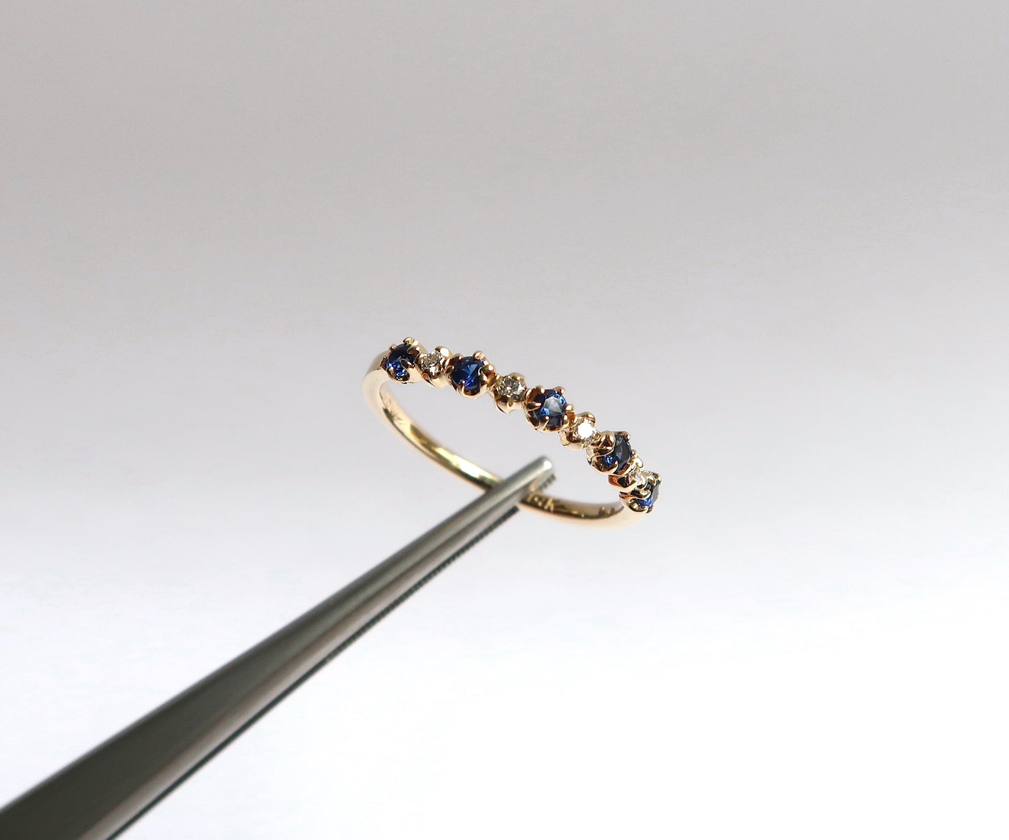 9 Stone Sapphire and Diamond Ring