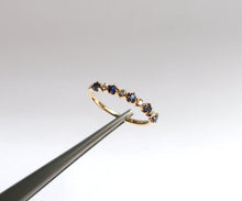 Load image into Gallery viewer, 9 Stone Sapphire and Diamond Ring