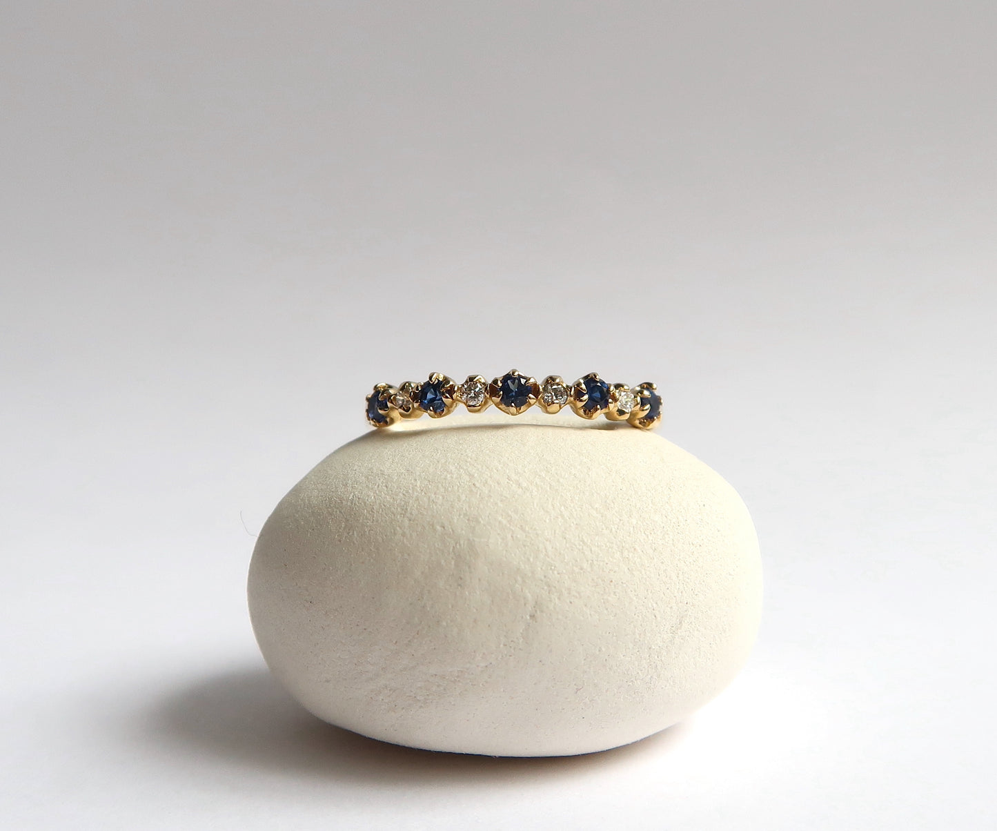 9 Stone Sapphire and Diamond Ring