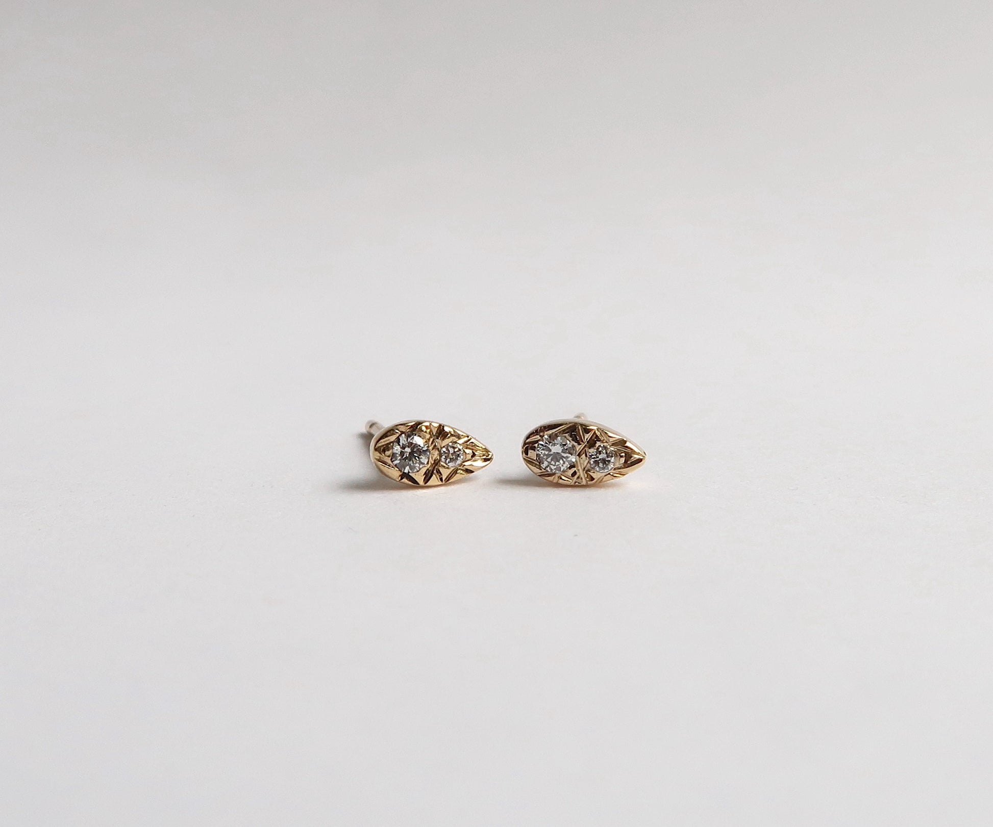 Diamond Drop Yellow Gold Nishi Studs