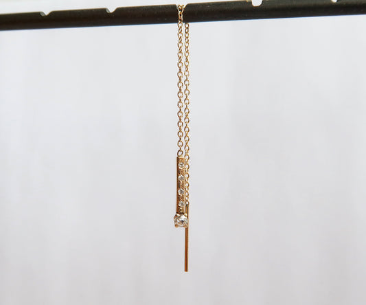 Old mine cut diamond threader earring