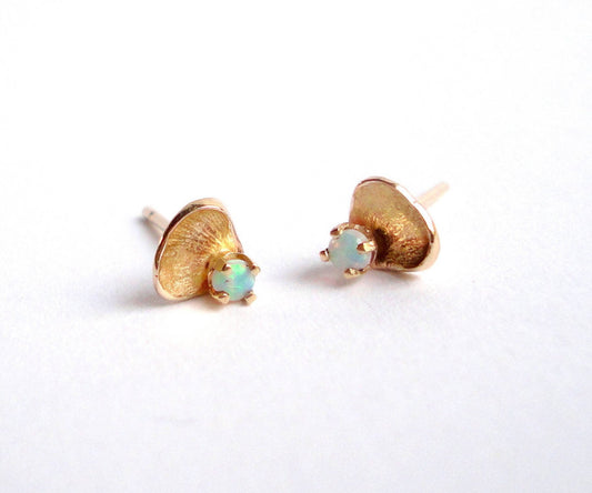 Nishi Opal and Yellow Gold Petal Stud Earrings