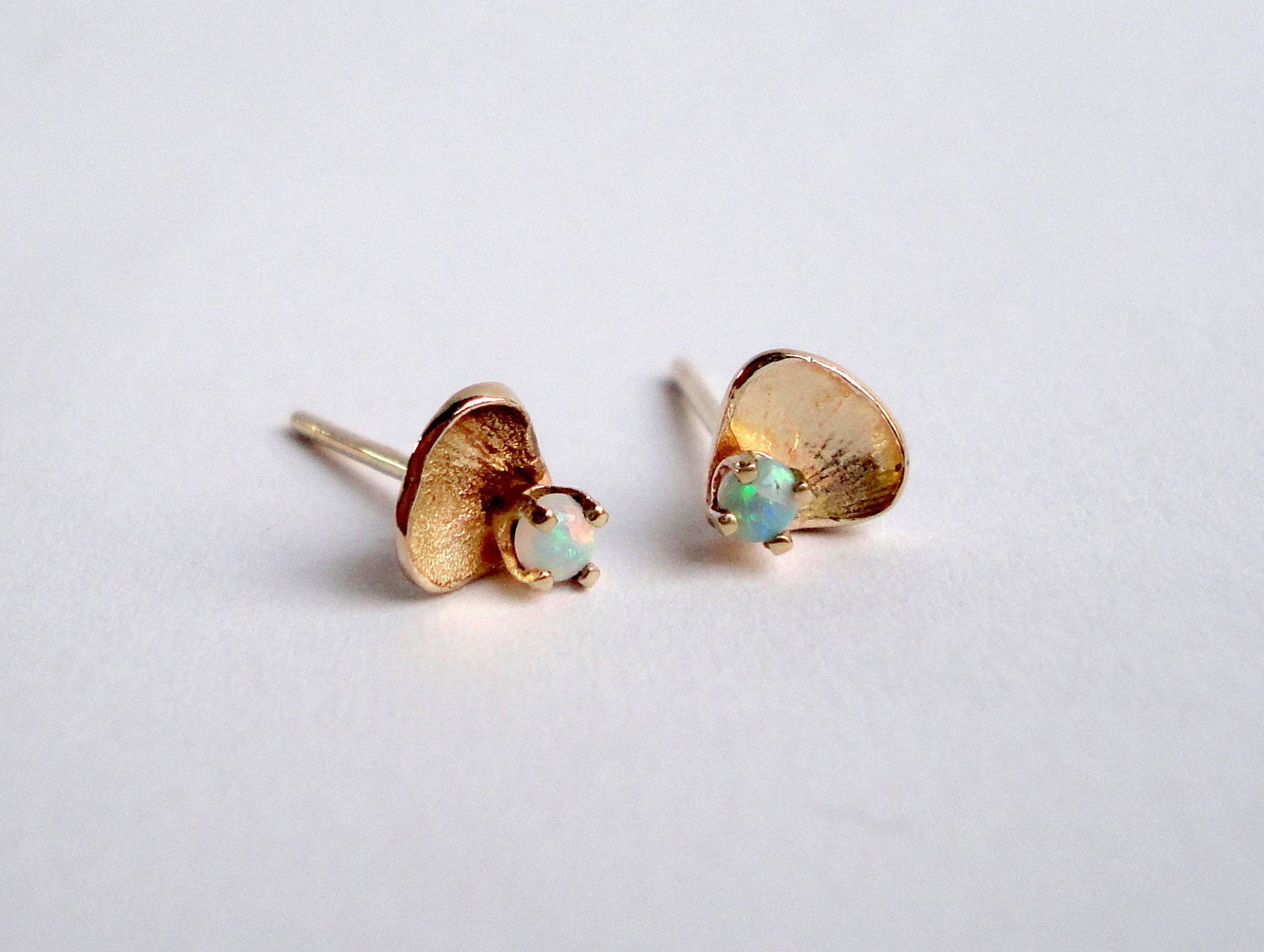 Nishi Opal and Yellow Gold Petal Stud Earrings