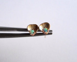 Nishi Opal and Yellow Gold Petal Stud Earrings